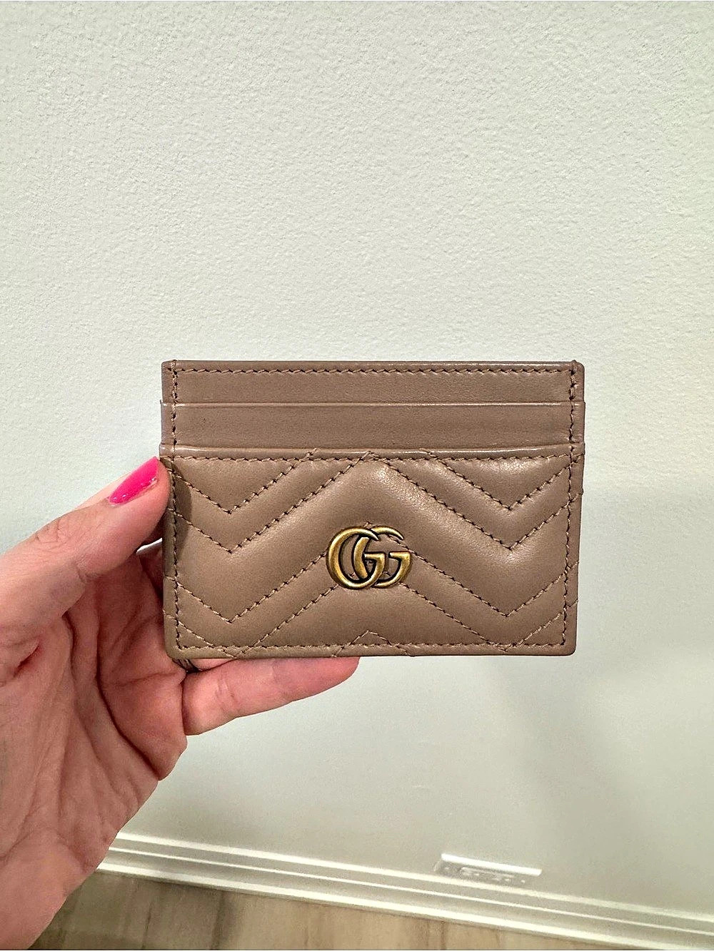 Gucci GG Marmont Matelassé Card Case Brown